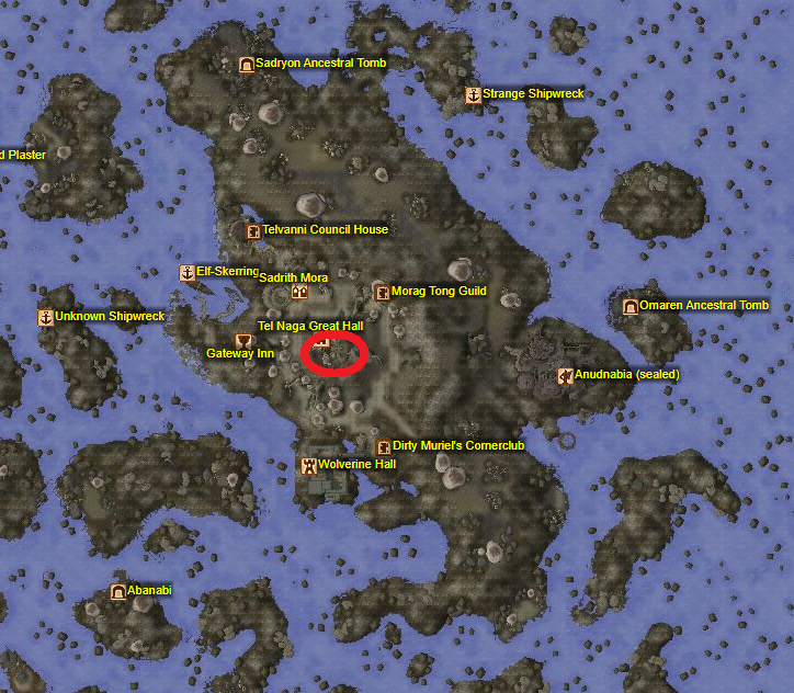 Tel Naga Great Hall Map Location